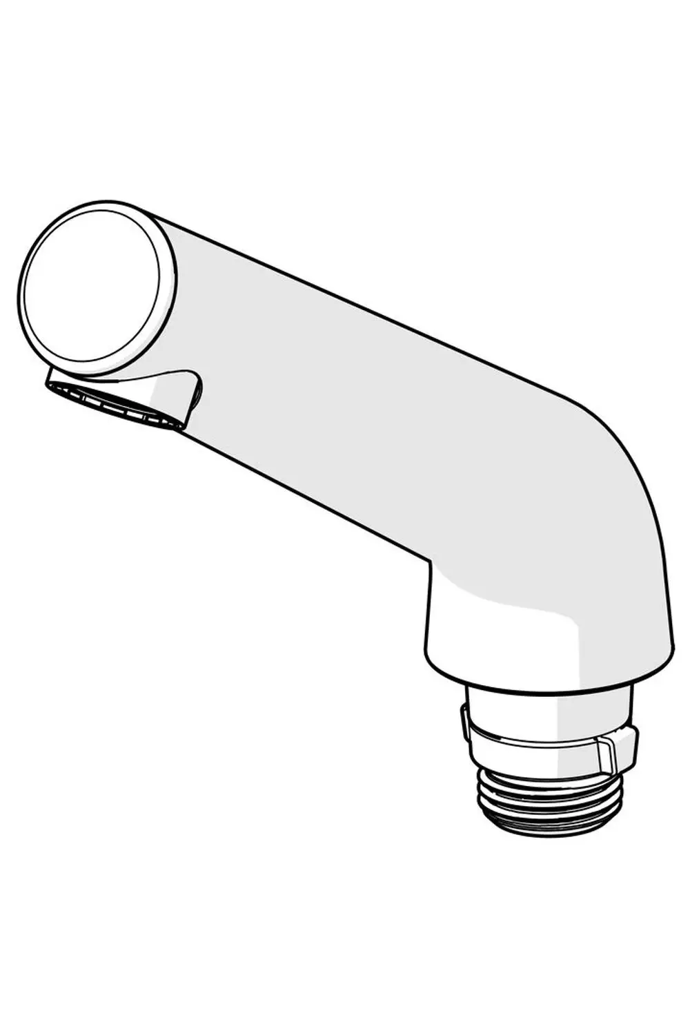 Chromfarbener, ausziehbarer Wasserhahn mit gebogenem Auslauf und klarer Gestaltung, hergestellt von HANSA. Anschluss für Standard-Wasserversorgung am unteren Ende.